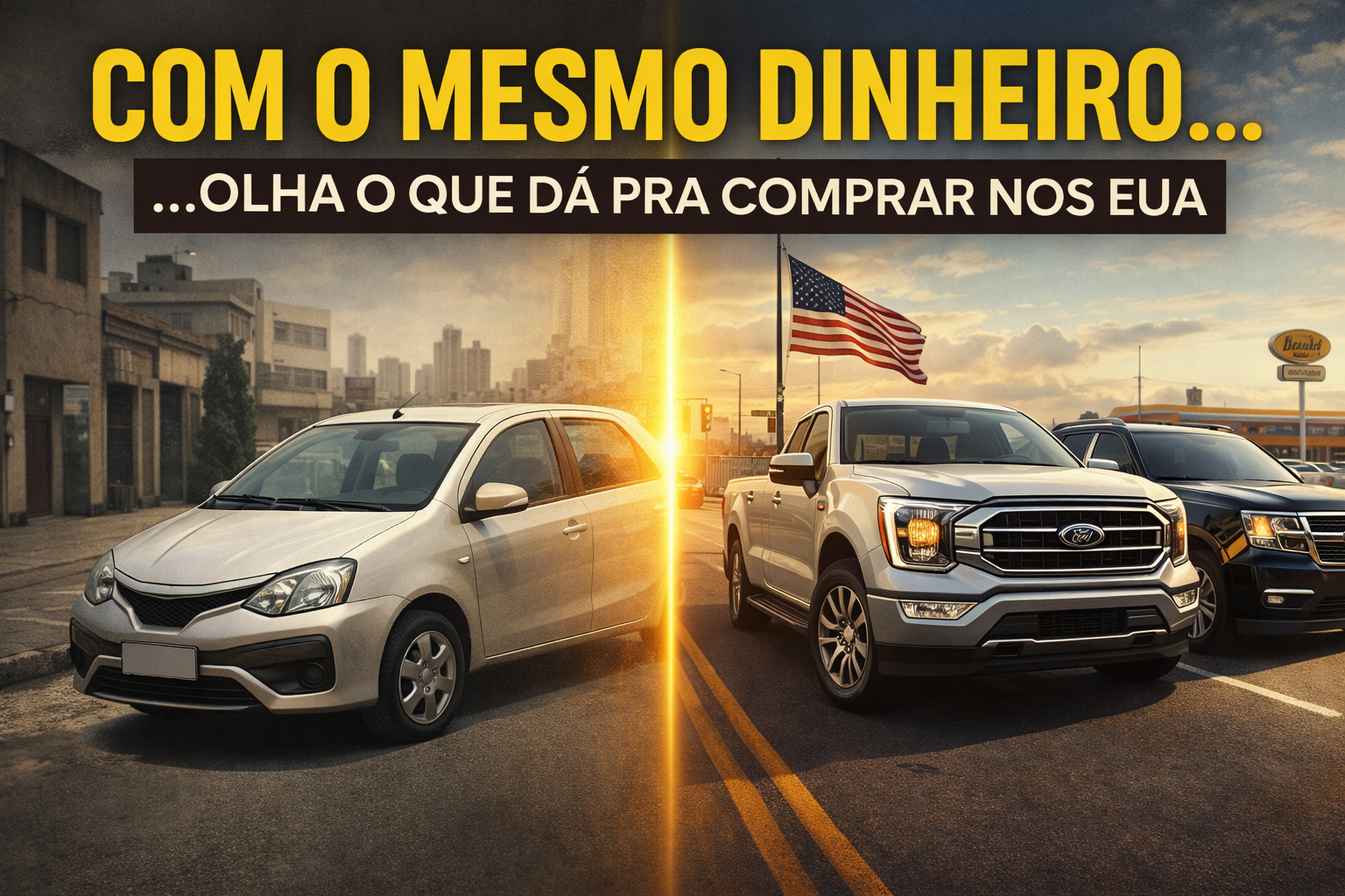 Com o preço de um carro popular no Brasil, estes são os carros que um brasileiro conseguiria comprar nos Estados Unidos