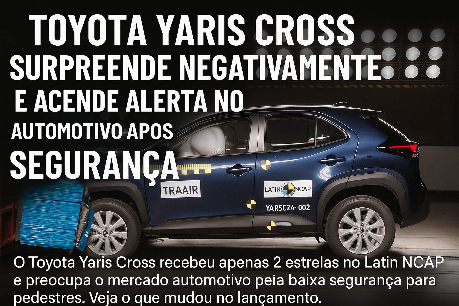Toyota Yaris Cross surpreende negativamente e acende alerta no mercado automotivo após teste de segurança