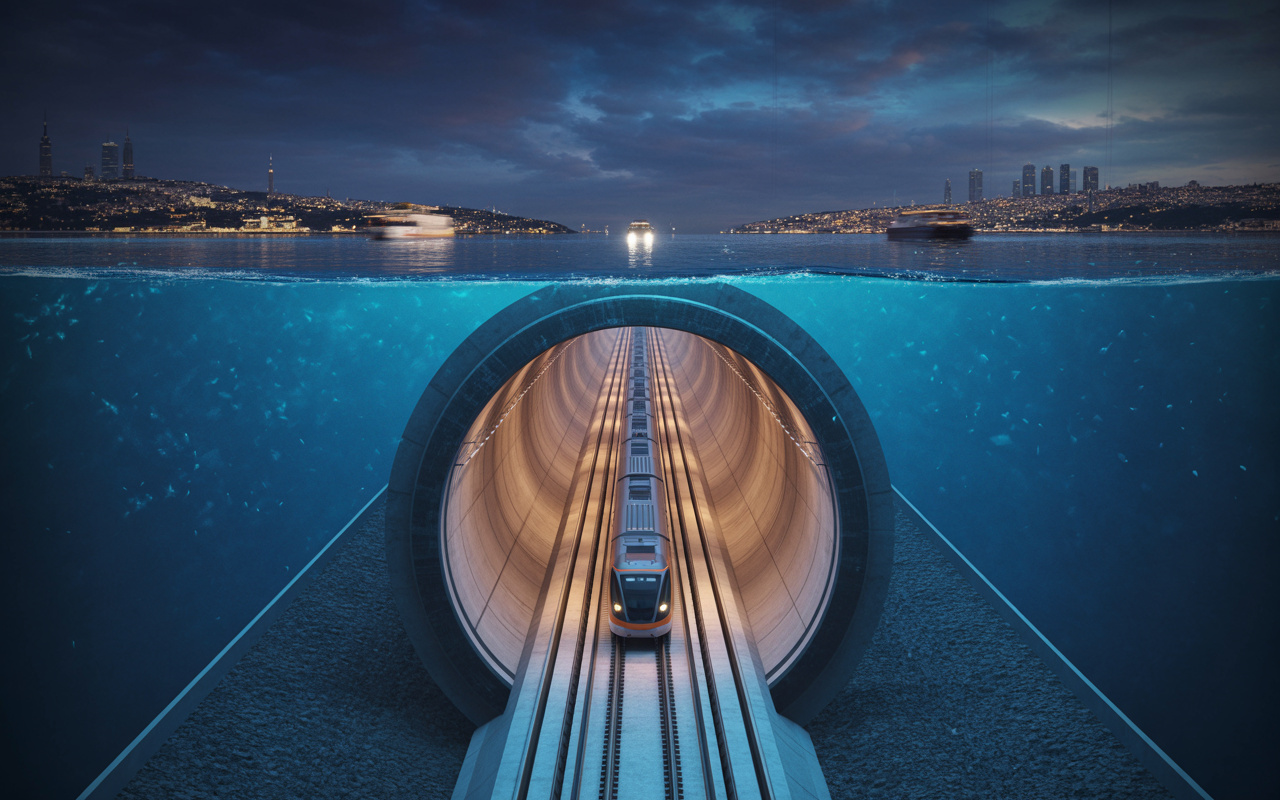 A Turquia perfurou o fundo do mar por 13,6 km, construiu o túnel ferroviário submerso mais profundo do mundo pelo método de tubos imersos, a até 60 metros de profundidade, e passou a ligar Europa e Ásia sob o Bósforo