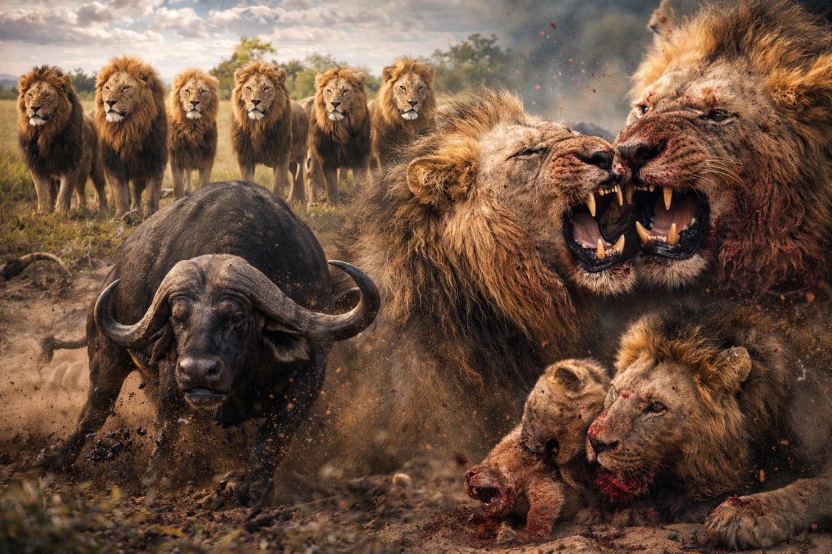 16 anos filmando leões Mapogos em Sabi Sand a ascensão de seis machos que caçaram búfalos, tomaram territórios, mataram rivais e filhotes, dividiram o grupo e caíram em lutas brutais (7)