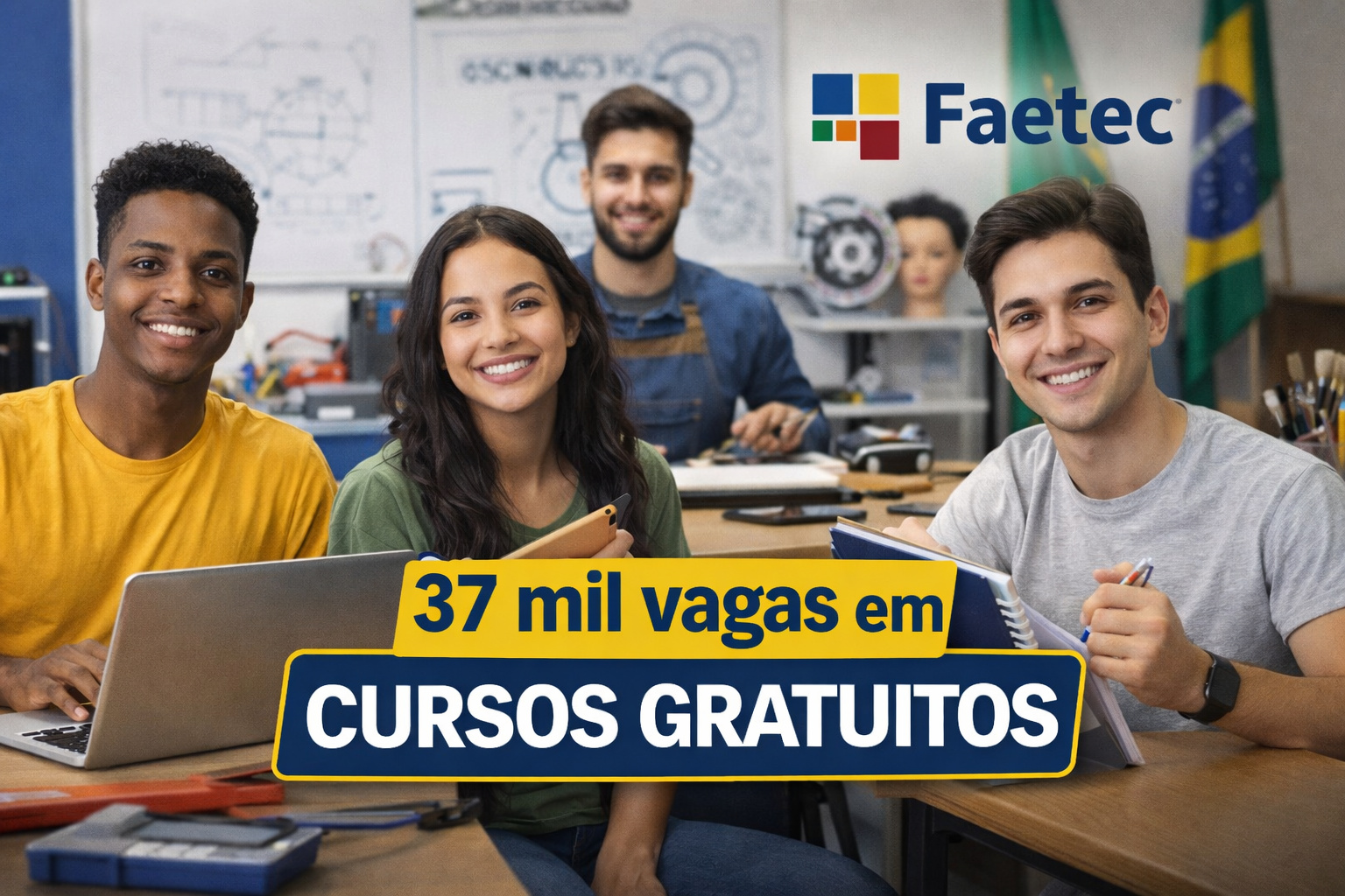 Faetec abre 37 mil vagas em cursos gratuitos e impulsiona a qualificação profissional no RJ
