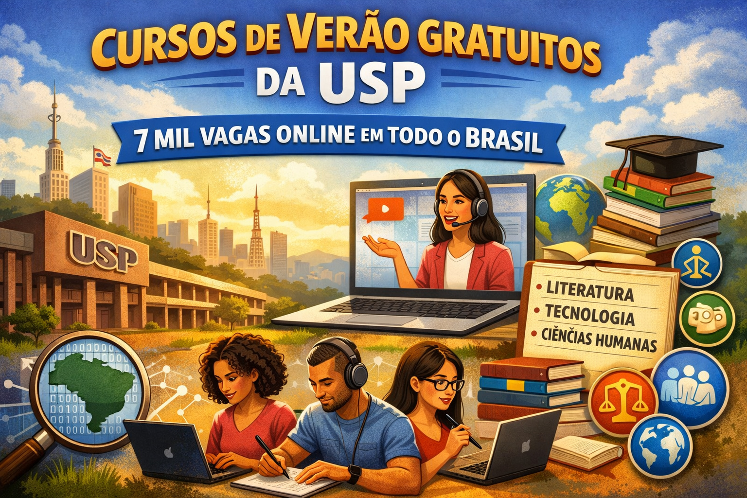 Cursos de verão gratuitos da USP oferecem 7 mil vagas on-line em todo o Brasil