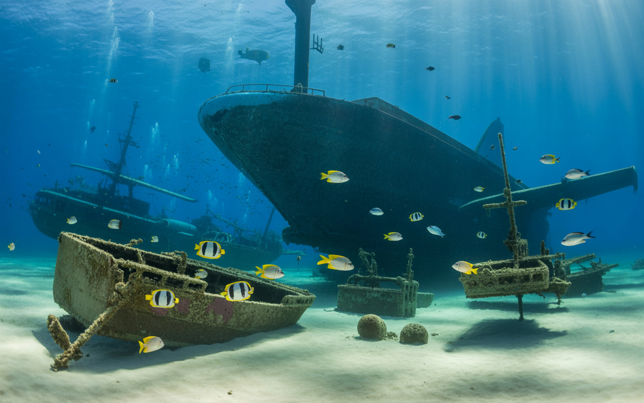 A Flórida afundou mais de 4.000 recifes artificiais com navios, aviões e toneladas de concreto para proteger o litoral, recuperar peixes e transformar sucata em engenharia marinha invisível