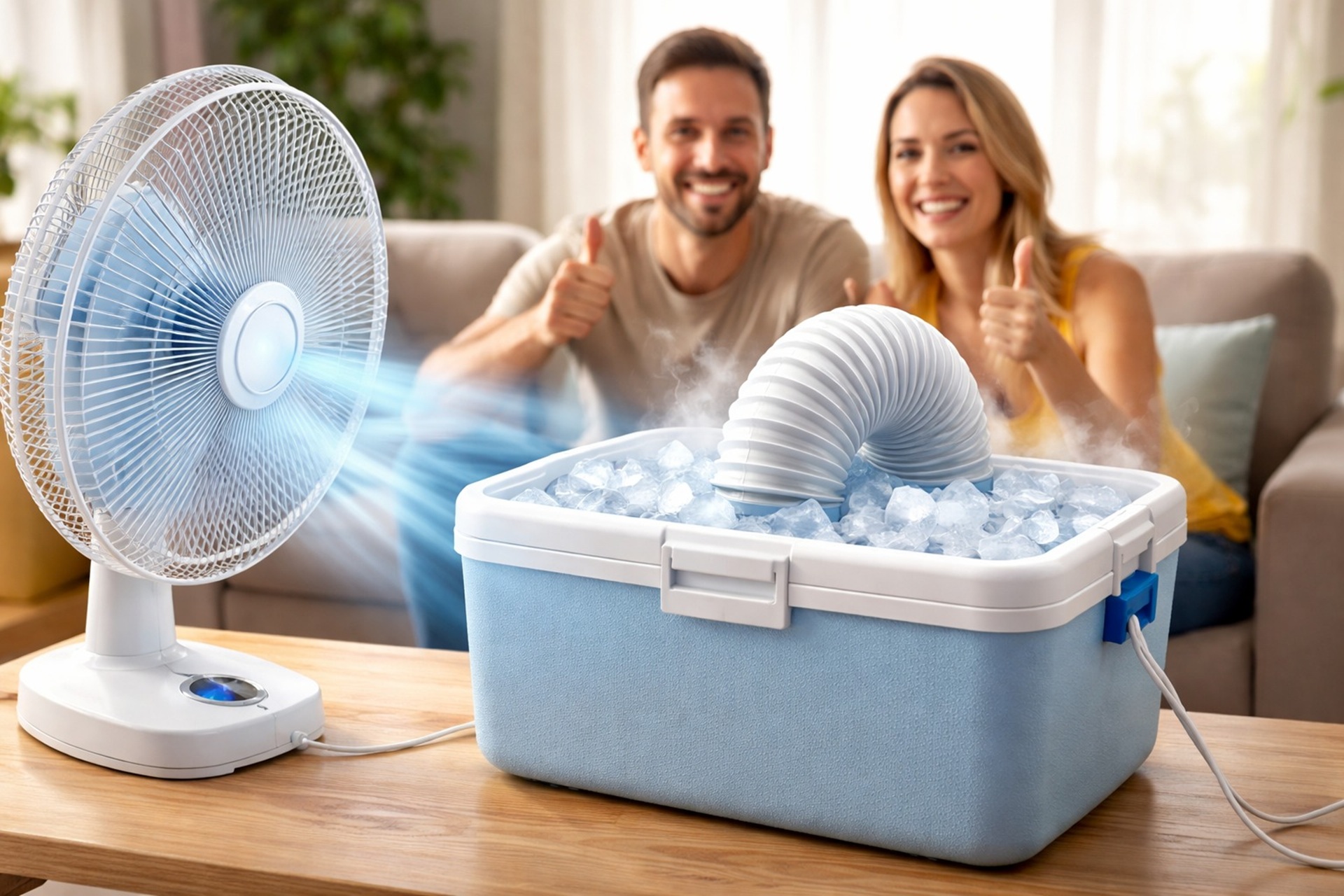 Casal cria ar-condicionado caseiro com gelo e ventilador para reduzir custos de energia e manter a casa funcional sem aparelhos tradicionais.