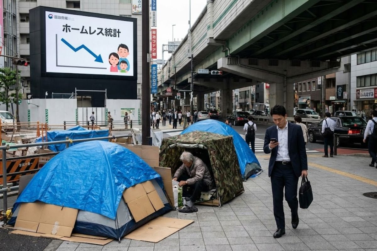 Entenda como moradores de rua entram e saem das estatísticas no Japão, por que a definição de sem-teto muda o retrato em Tóquio e como cibercafés viram abrigo invisível na crise habitacional.