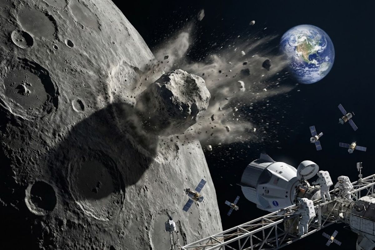 Cientistas da NASA alertam que um asteroide pode atingir a Lua em 2032, gerar impacto visível e lançar detritos no espaço próximo à Terra, levantando riscos a satélites, astronautas e decisões inéditas de intervenção espacial.