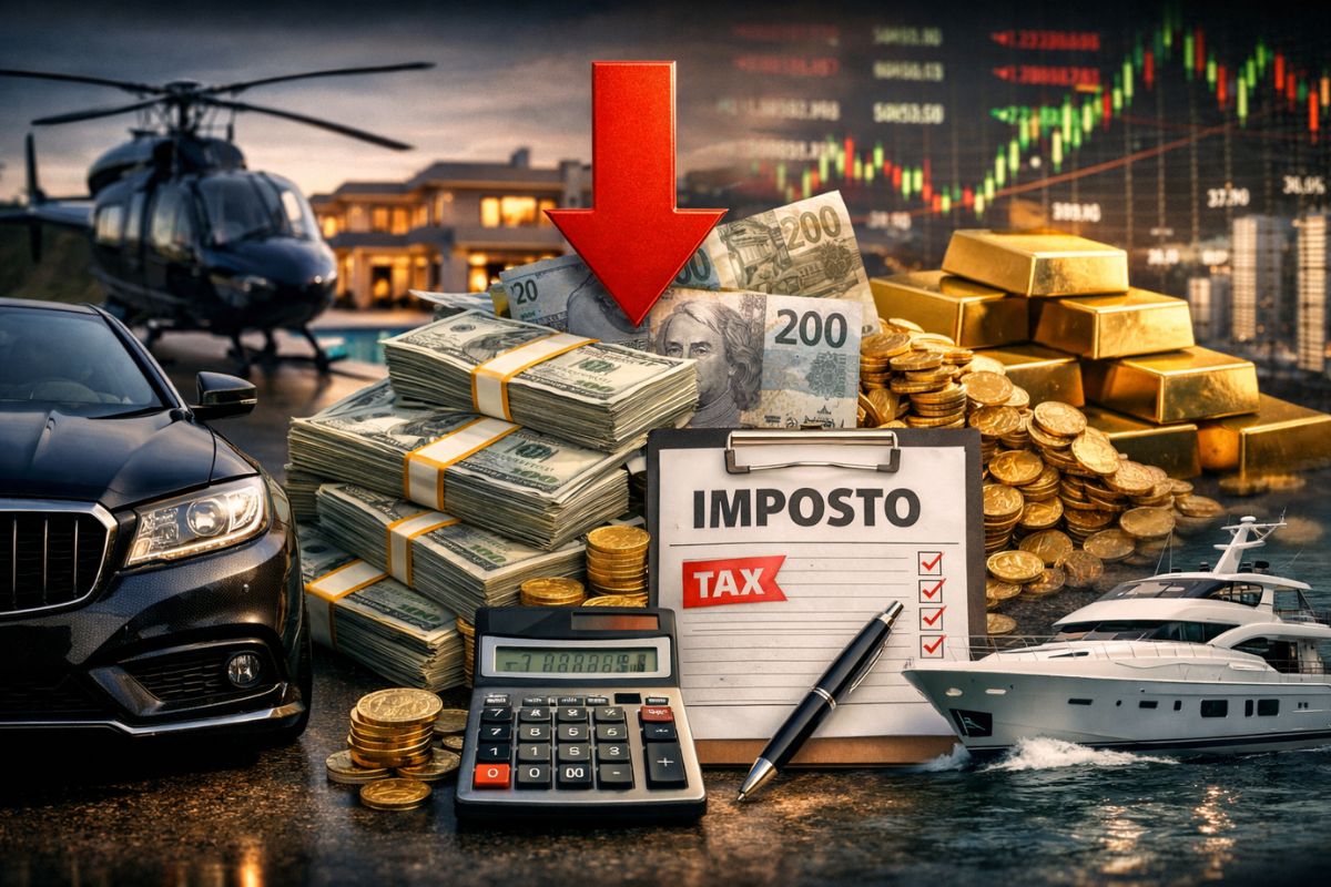 Super-ricos terão imposto mínimo com alíquota progressiva sobre renda anual; regra exclui ganho de capital e começa a valer em 2026.