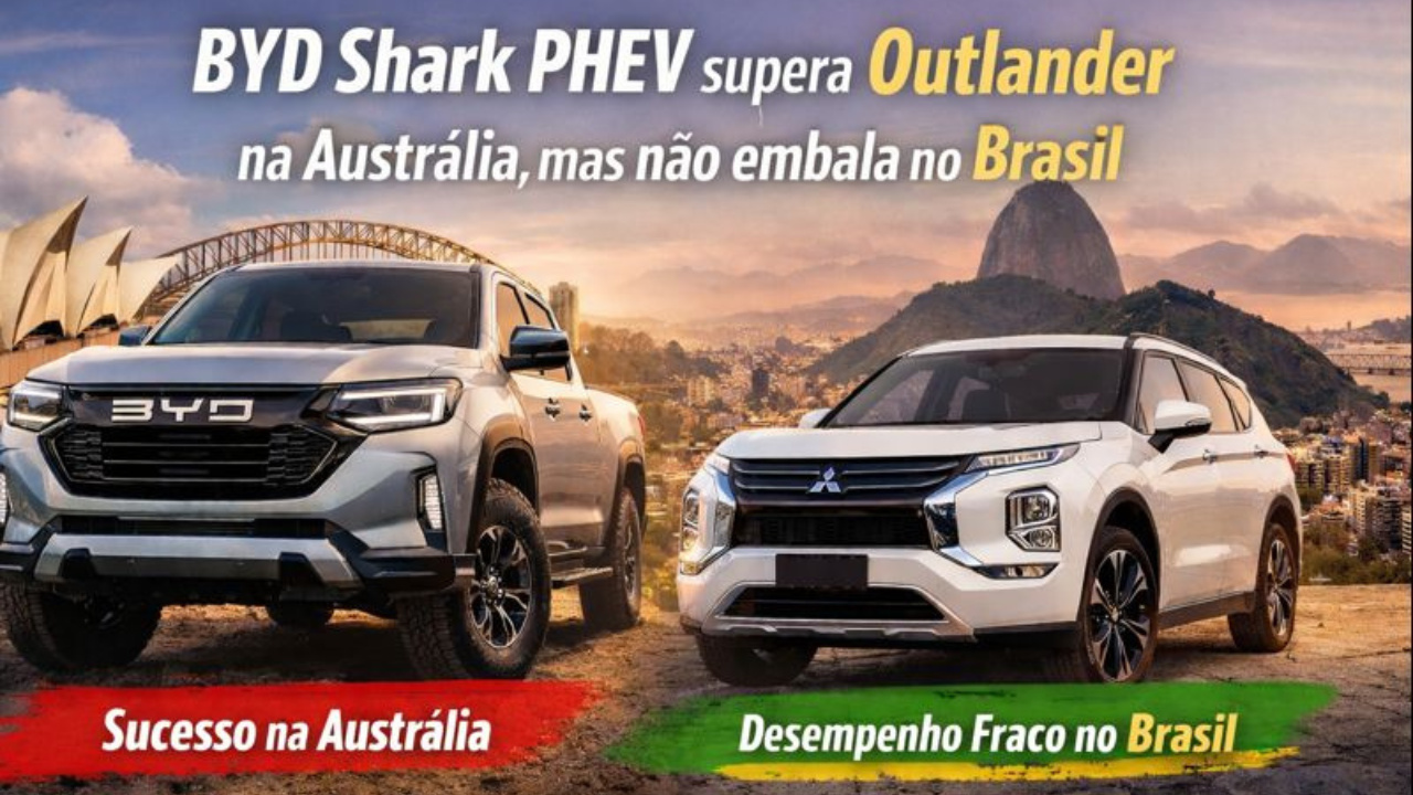 Em apenas um ano, a BYD Shark PHEV lidera o mercado automotivo australiano e ultrapassa o Mitsubishi Outlander em vendas.