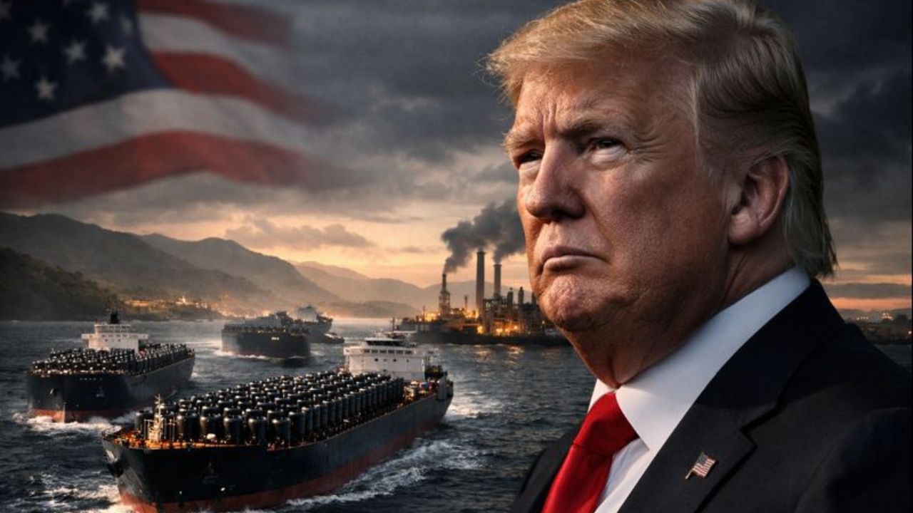 O petróleo da Venezuela entra no jogo geopolítico dos EUA após Trump anunciar envio de milhões de barris e controle dos recursos.