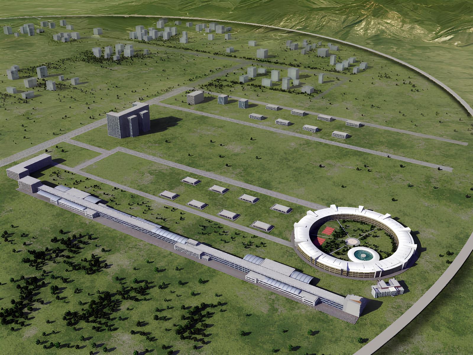 A China planeja construir o maior acelerador de partículas do mundo, um anel subterrâneo de 100 km de circunferência operando com feixes de 240 GeV para colidir elétrons e pósitrons