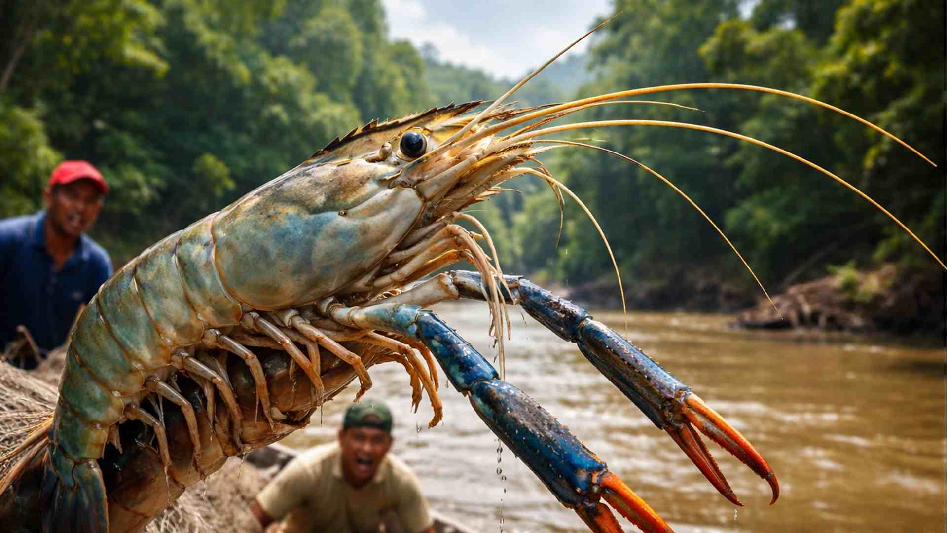 Camarão da Malásia, espécie exótica de grande porte, registra aumento em rios do Brasil e levanta debate sobre possível invasão.