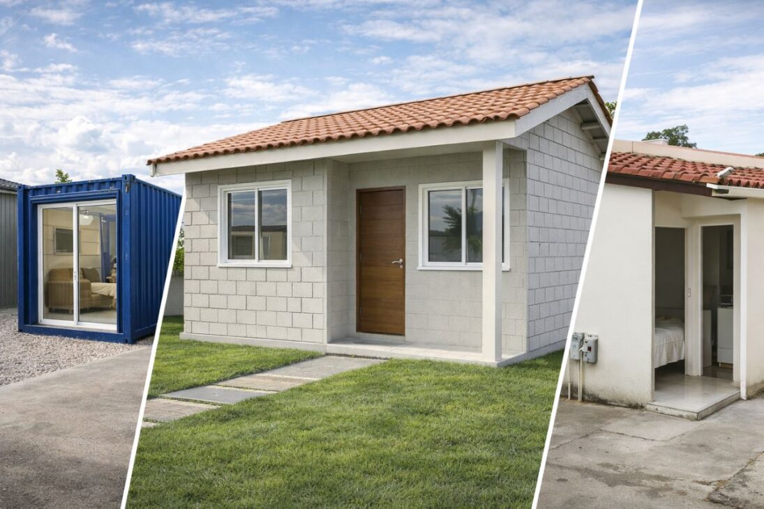 Casa prefabricada de bloque genera ingresos por alquiler y renta pasiva y se convierte en una alternativa barata a contenedores y kitnets para inversión en inmuebles.