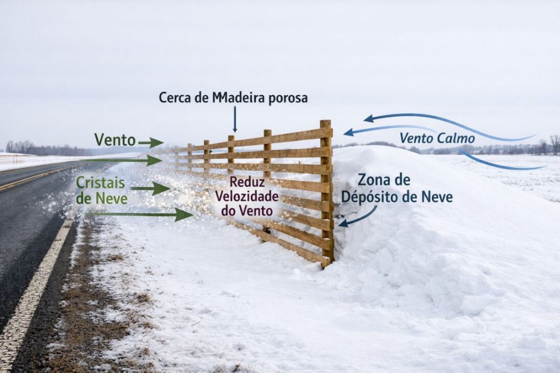 Cerca simple de madera y cercas de contención de nieve protegen carreteras en Wyoming, evitan nieve en la carretera y se convierten en ejemplo de economía circular.