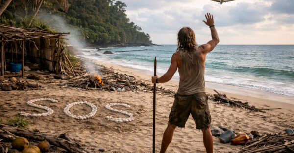 Homem isolado em ilha deserta acena para avião após nove anos de sobrevivência depois de naufrágio no Pacífico