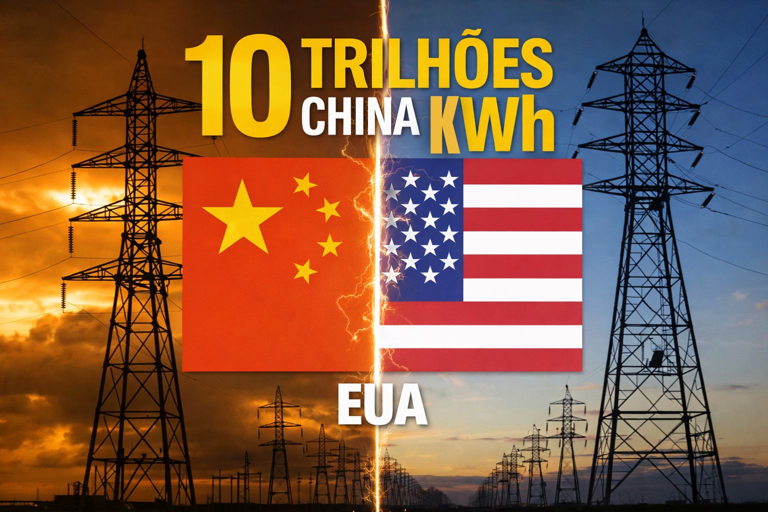 Pela primeira vez na história, a China consome mais de 10 trilhões de kWh em um ano — quase o dobro dos EUA — destacando sua colossal demanda industrial e urbana em 2025