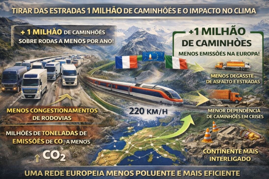 Túnel de base Mont Cenis, el túnel Mont Cenis bajo los Alpes, quiere sacar de las carreteras 1 millón de camiones con trenes a 220 km/h para conectar Francia e Italia.