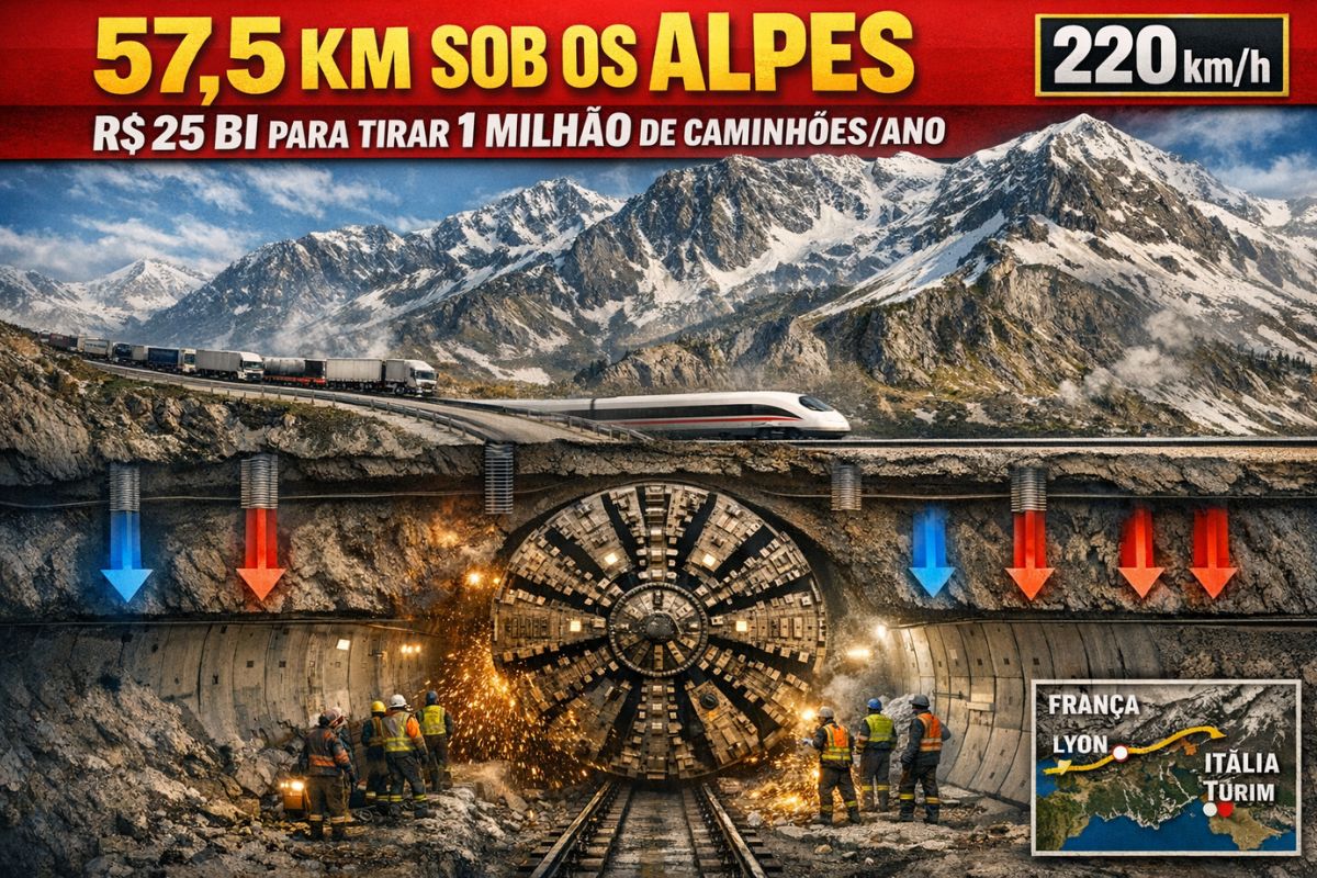 Com 57,5 km sob Alpes, túnel Mont Cenis une França e Itália, custa 25 bilhões de euros, promete trens a 220 kmh e tirar das estradas 1 milhão de caminhõesano (3)