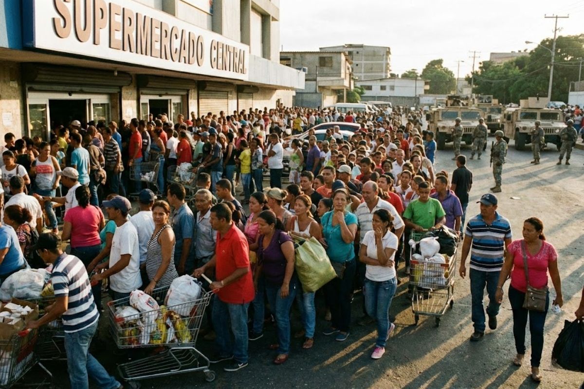 Venezuelanos enfrentam crise econômica em Caracas após captura de Nicolás Maduro, temendo desabastecimento e filas em meio à incerteza política.