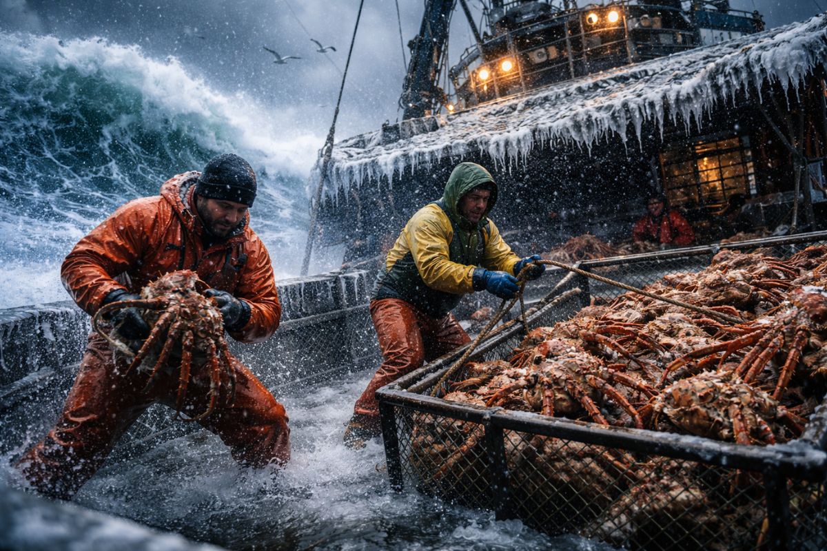 Caranguejos-rei levam pescadores do Alasca ao Mar de Bering em uma pescaria perigosa durante a temporada de pesca mais arriscada e lucrativa do planeta.
