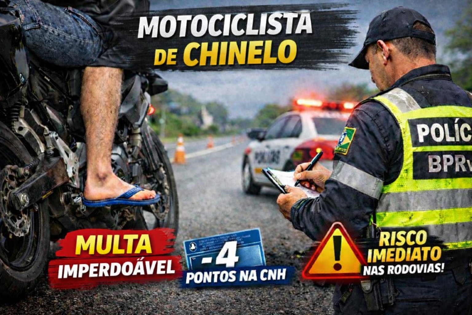 CNH - MULTA - TRÂNSITO - CHINELO - motocicleta