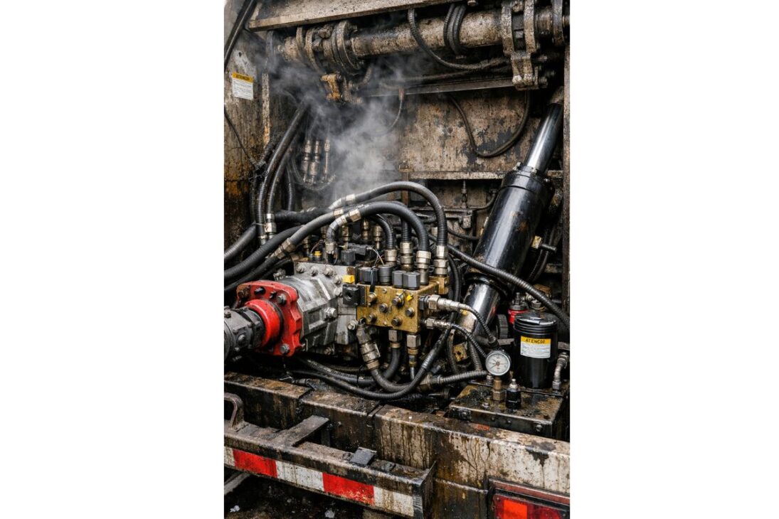 En El Camión De Basura, El Sistema Hidráulico Sostiene Lixiviados Ácidos, Lidia Con Baterías De Litio Y Impide Que La Ciudad Colapse Todos Los Días.