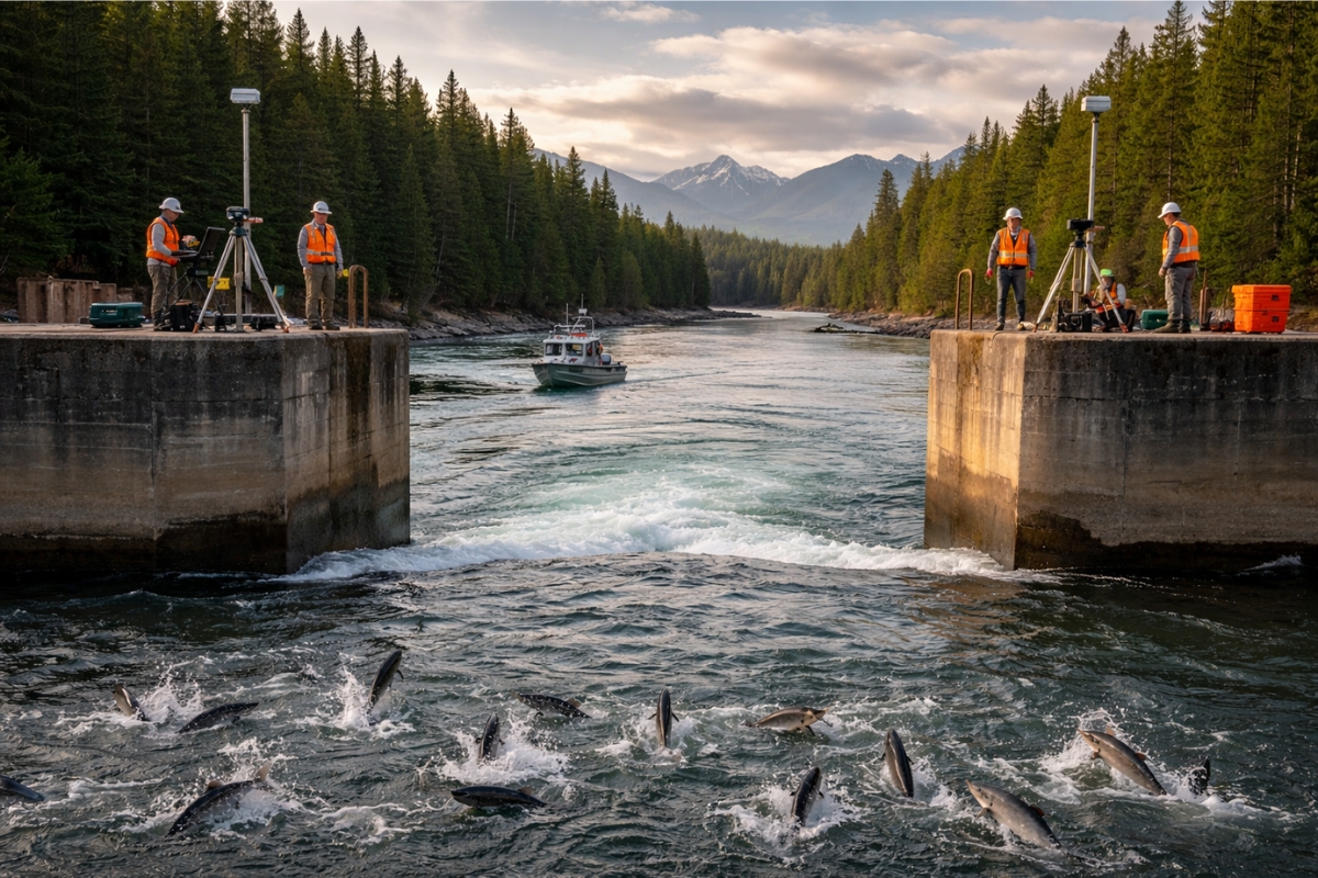 Remoção de US$ 500 milhões em um dos rios mais importantes para o salmão no oeste dos EUA retira quatro barragens, libera migração após mais de 100 anos e usa sonar para medir sinais do renascimento