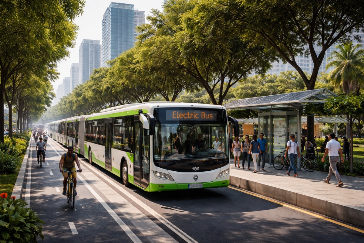 Cidade africana abandona carros, transforma avenidas em corredores verdes, adota ônibus elétricos e ciclovias em massa e vira laboratório urbano de como zerar emissões no mundo em desenvolvimento
