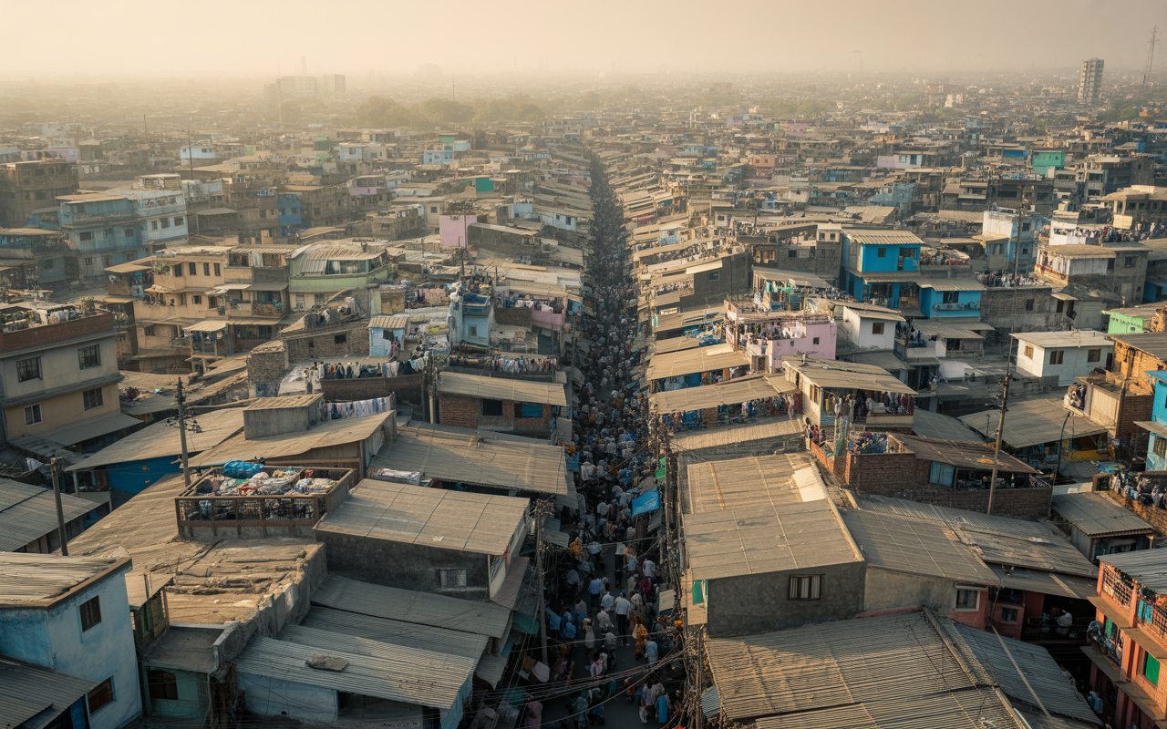 Com casas que se comprimem em menos de 10 m² e ruas onde mal passam duas pessoas, Dharavi se tornou um dos complexos urbanos mais densos do mundo, mantendo uma economia interna que movimenta milhões de dólares por ano