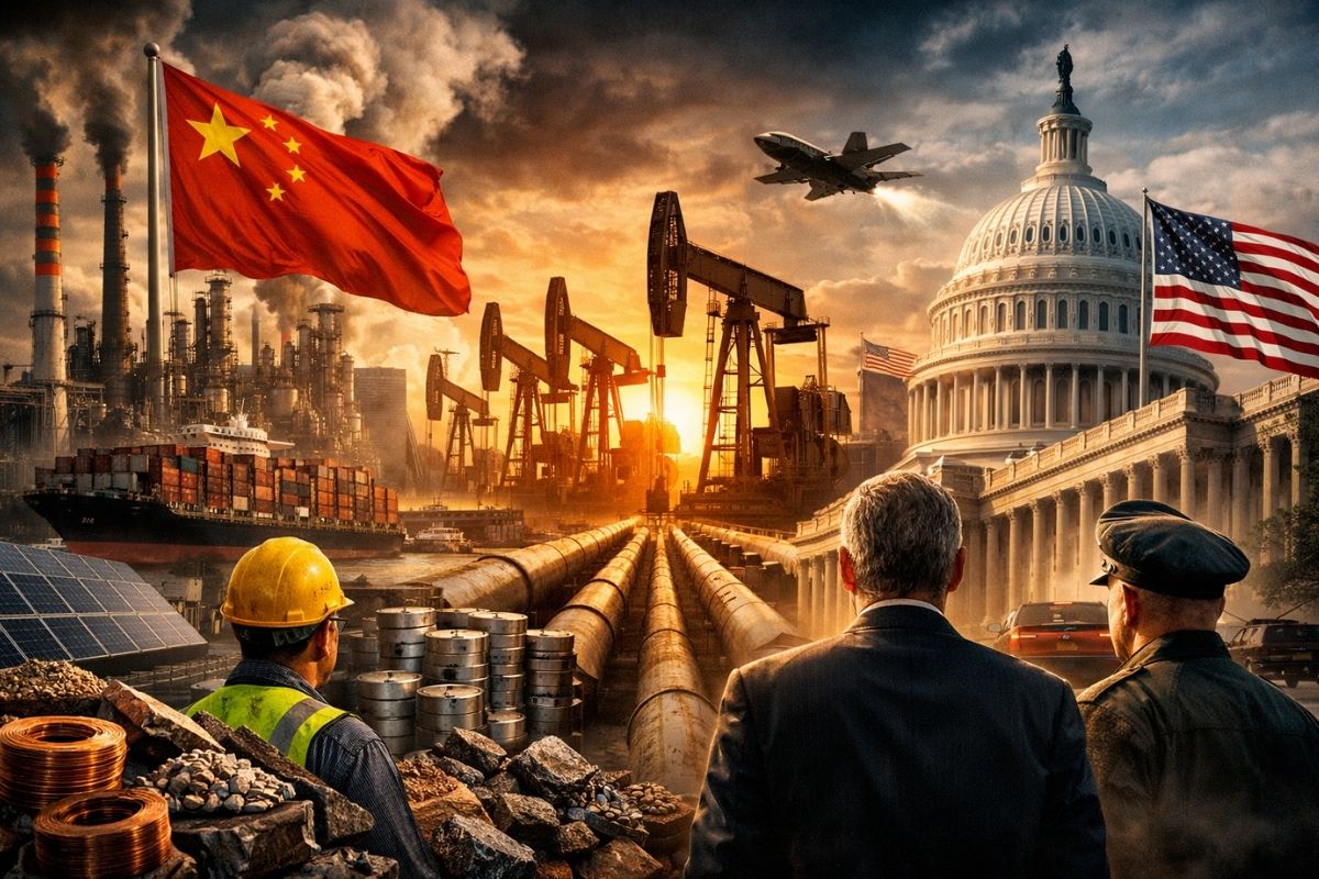 China consolida energia e manufatura enquanto Ocidente terceiriza indústria, e Washington corre atrás de respostas no mundo real ao encarar o domínio chinês de processamento, materiais críticos e infraestrutura física que sustenta a economia moderna.