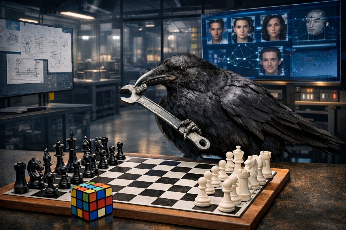 Este corvo supera humanos, resolve nove desafios de engenharia, usa ferramentas, reconhece rostos e deixa claro por que sua inteligência assusta cientistas