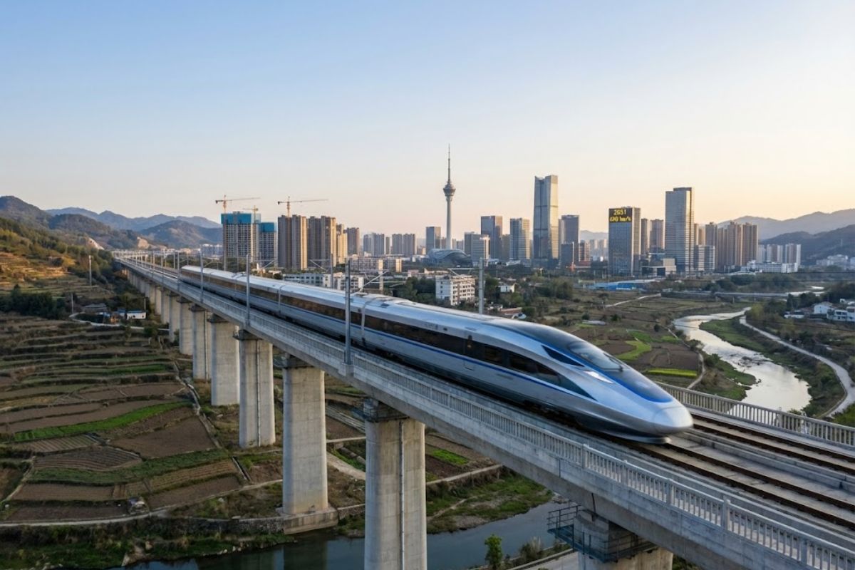 Coreia do Sul detalha o EMU-370, segundo trem mais rápido do mundo, com operação prevista para 2031 e velocidade de 370 km/h, além de testes em 2030 e obras de infraestrutura ferroviária.