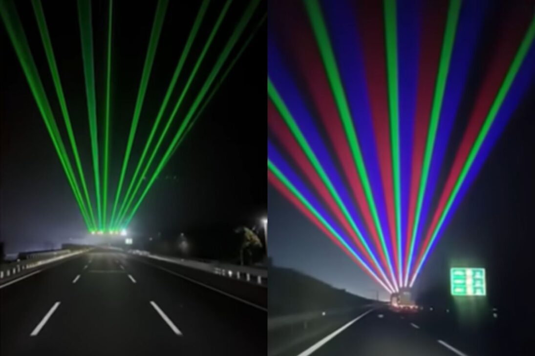 Futuro del transporte en el mundo con carreteras que brillan en la oscuridad, carreteras inteligentes, asfalto reciclado y energía solar en las carreteras.