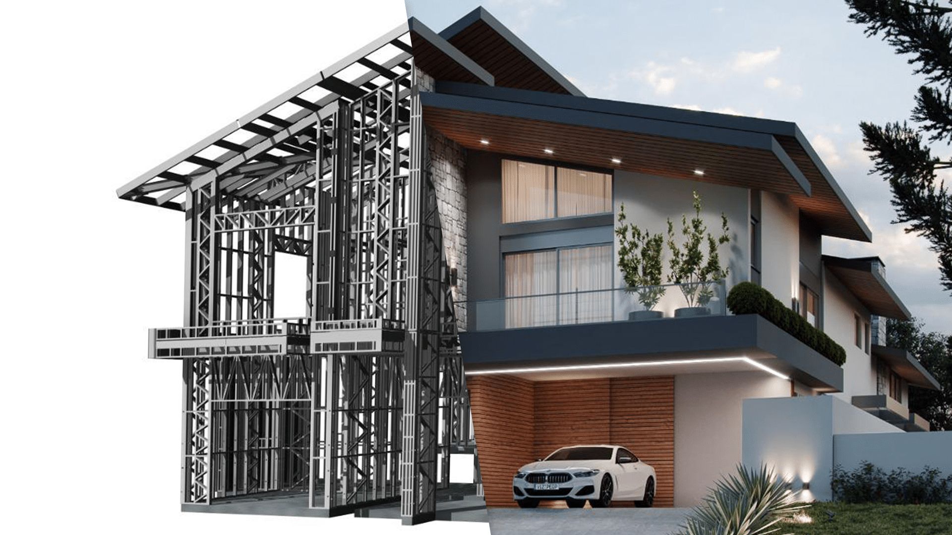 Casa sem tijolos usa Light Steel Frame para reduzir prazos, resíduos e aumentar conforto térmico e acústico em obras residenciais no Brasil. (Imagem: Reprodução/EspaçoSmart)