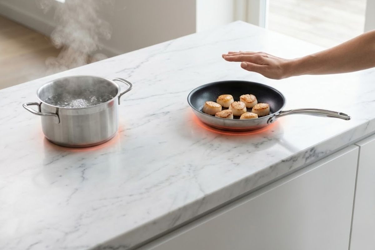 Fogão invisível transforma cozinhas modernas com bancada de indução, segurança doméstica e eficiência energética em um design prático e revolucionário.