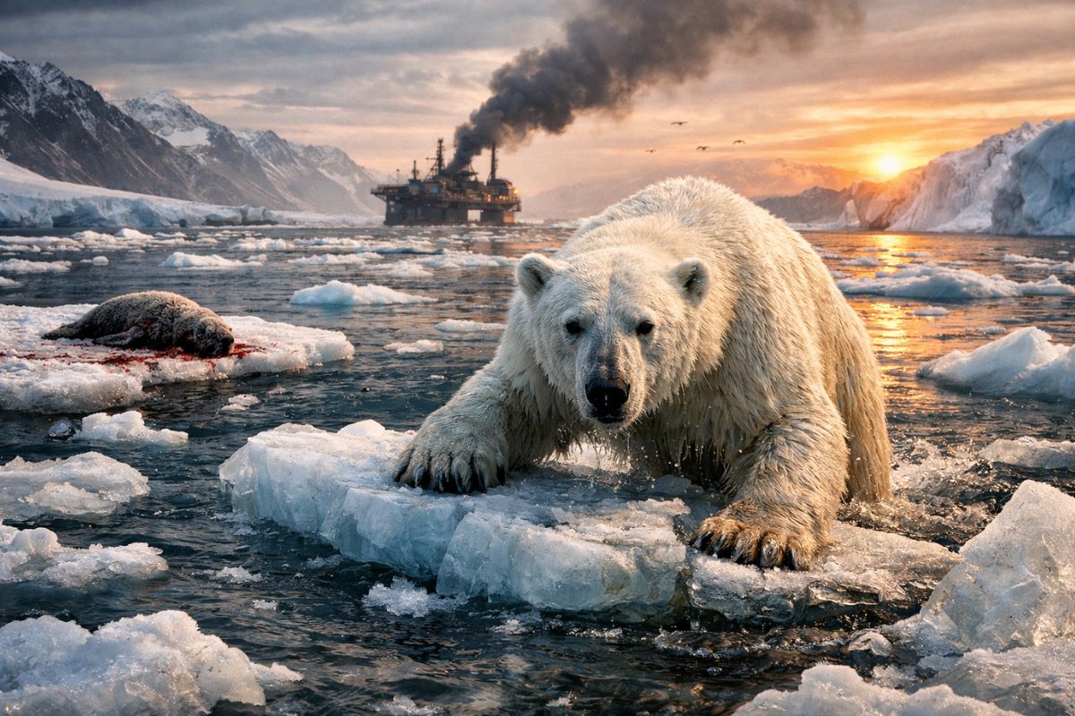 Urso polar enfrenta perda do gelo marinho no Ártico, sofre com aquecimento global, entra como espécie vulnerável e luta para sobreviver sem focas
