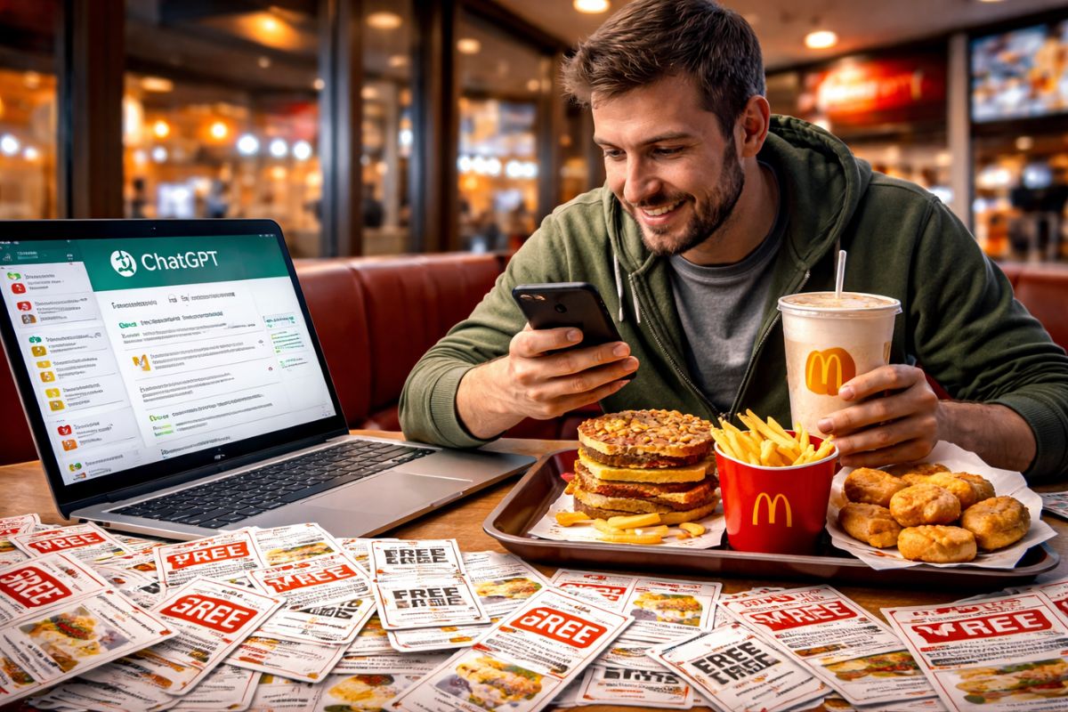 Cupons do McDonald’s foram obtidos com ChatGPT por meio de pesquisas de satisfação e reclamações falsas garantindo refeições gratuitas por quase um ano.