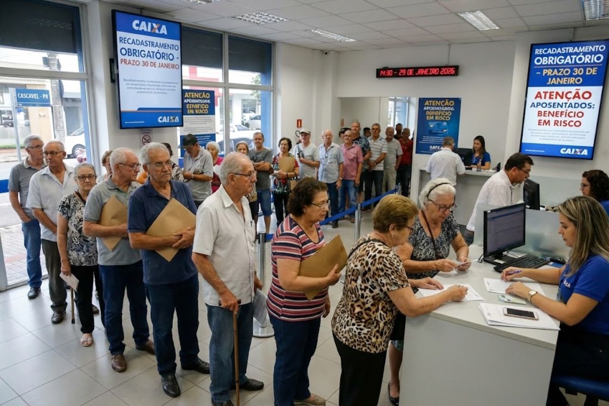 Idoso em Cascavel precisa fazer recadastramento na Caixa até 30 de janeiro para manter aposentadoria e evitar suspensão do pagamento pelo IPMC.