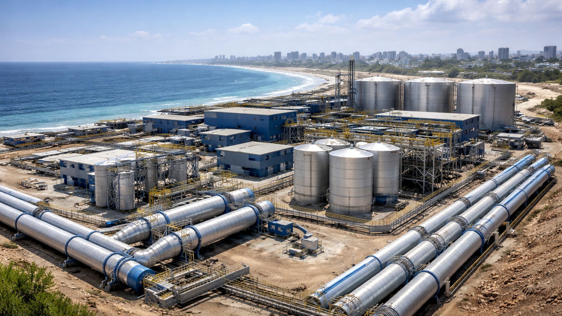 Usina de dessalinização em Chennai produzirá 400 milhões de litros por dia com osmose reversa para reforçar abastecimento urbano.