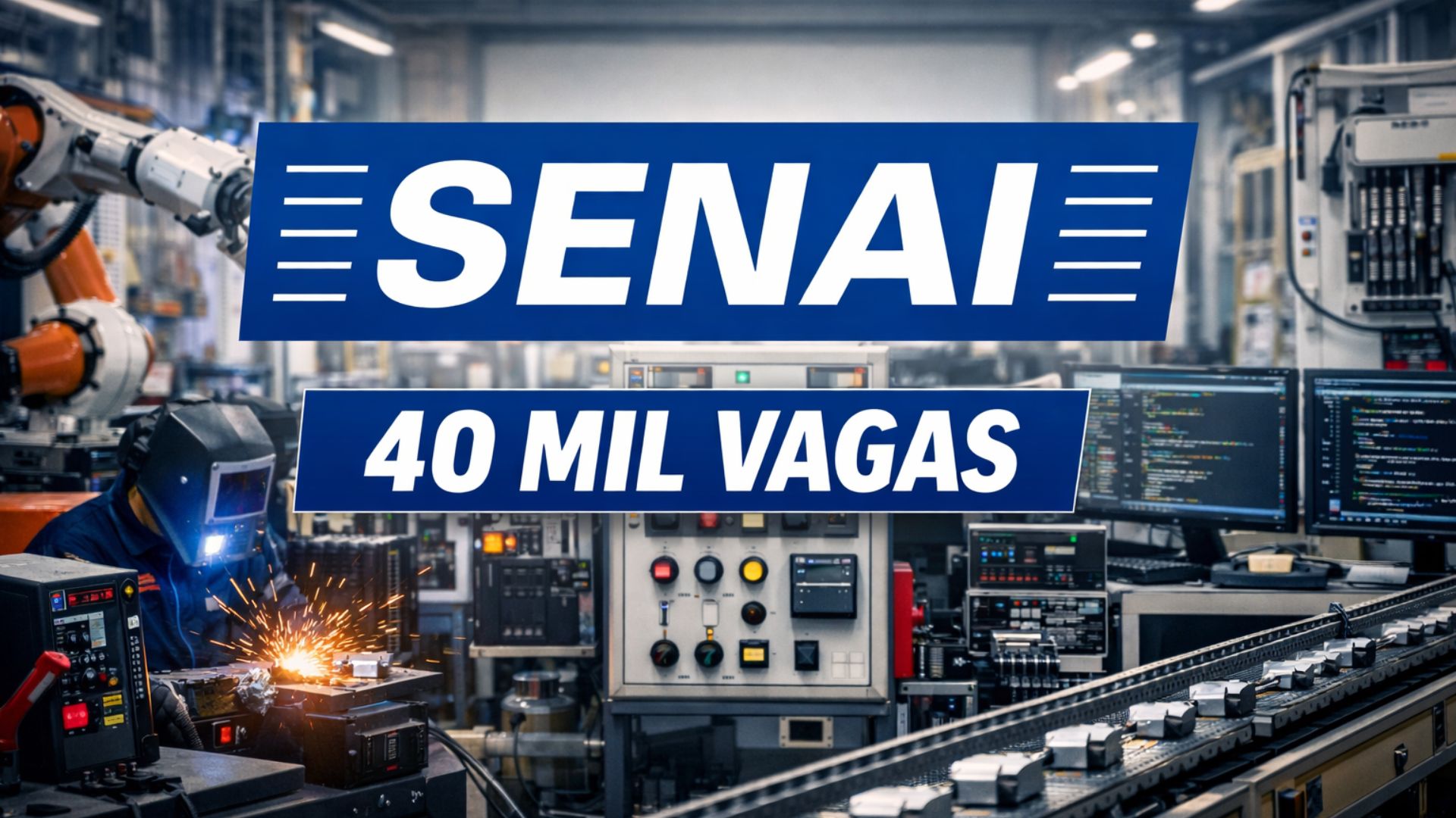 SENAI abre 40,2 mil vagas em cursos gratuitos para jovens aprendizes, com aulas práticas em indústrias e formação técnica no Brasil em 2026.