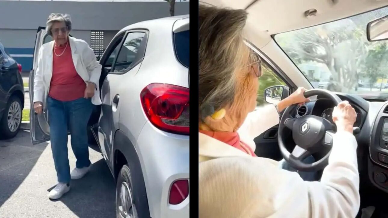 A los 98 años, residente de Florianópolis sigue conduciendo su Renault Kwid con CNH de 1961 y rutina activa, historia divulgada por la municipalidad.
