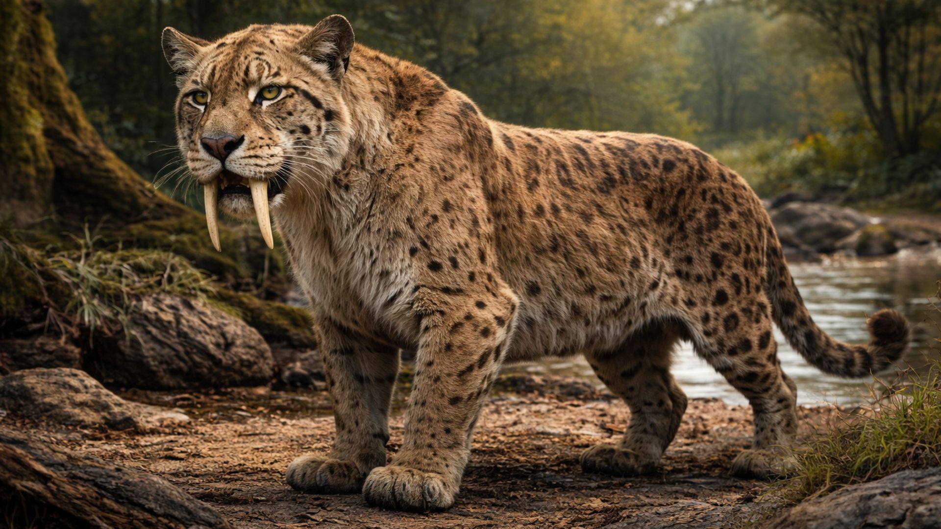 Smilodon populator teve caninos de até 28 cm e peso acima de 300 kg, sendo reconhecido como o maior tigre-dente-de-sabre do Pleistoceno.