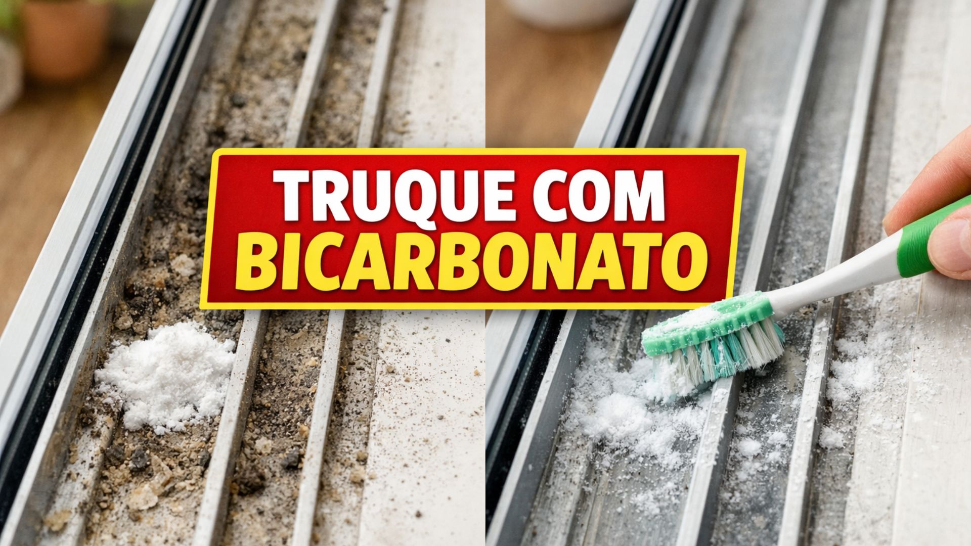 Truque com bicarbonato nos trilhos das janelas ajuda a reduzir travamentos, mofo e mau cheiro, melhorando a limpeza e evitando manutenção cara.