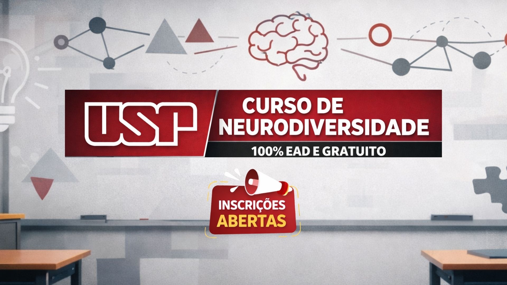 Curso gratuito da USP/Esalq sobre neurodiversidade ensina como aplicar o DUA na sala de aula, com aulas online ao vivo, certificado institucional e acesso ao conteúdo por 30 dias.