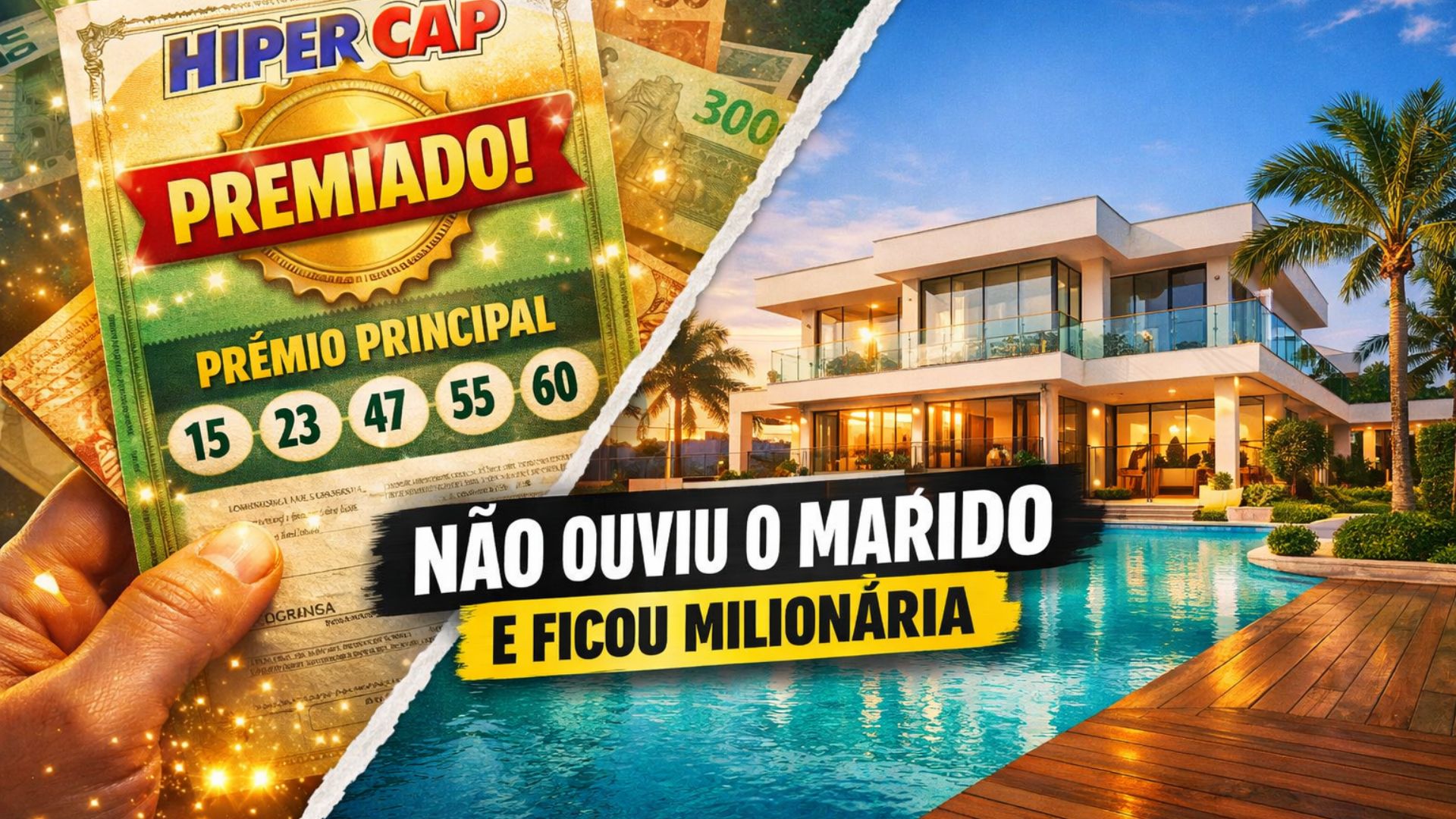 Mulher ignora conselho do marido, gasta R$ 180 em sorteio beneficente e ganha mansão de US$ 5 milhões com lago, sauna e dinheiro extra.