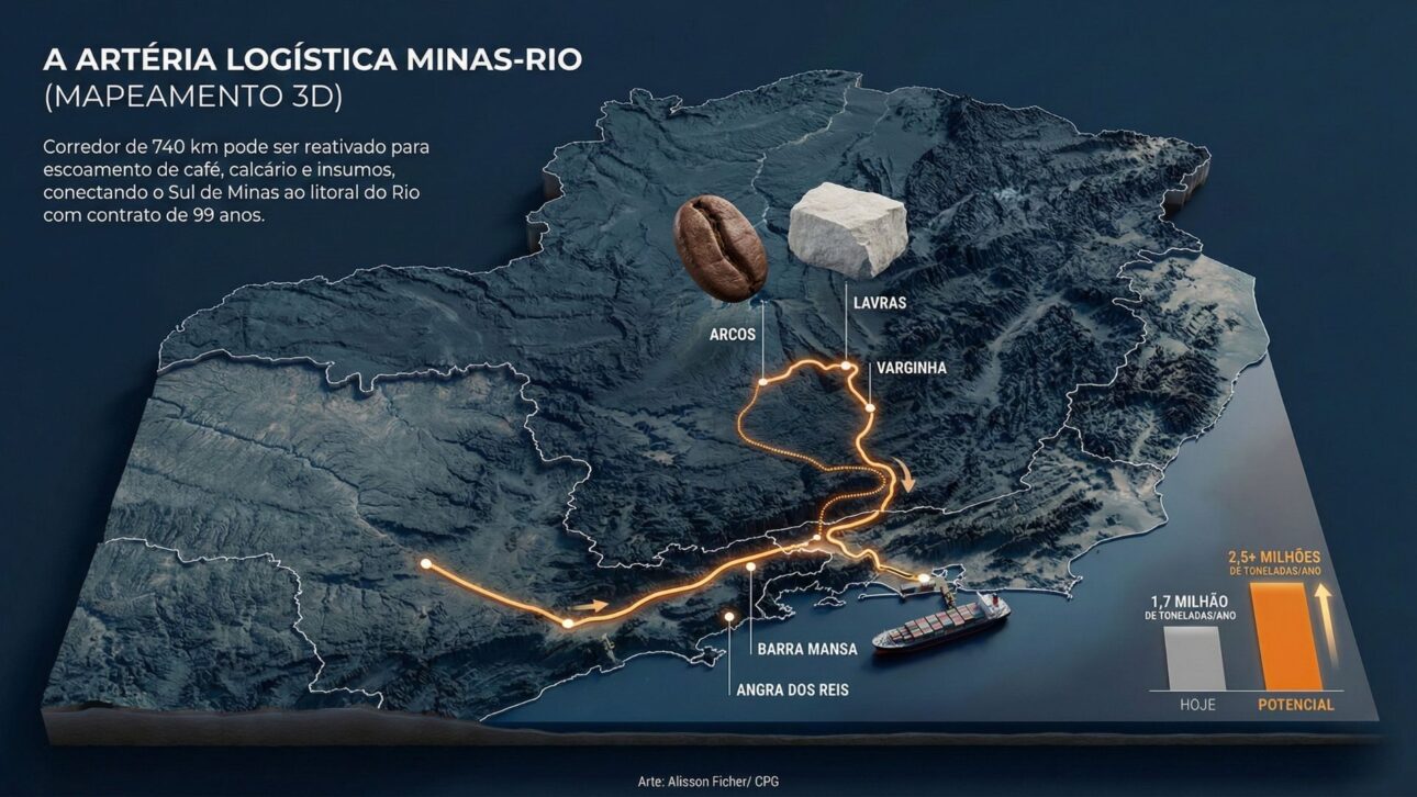 El Gobierno Evalúa Reactivar la Ferrovia de 740 km entre Minas y Río con Concesión de 99 Años para Escoar Café, Cal y Fertilizantes.