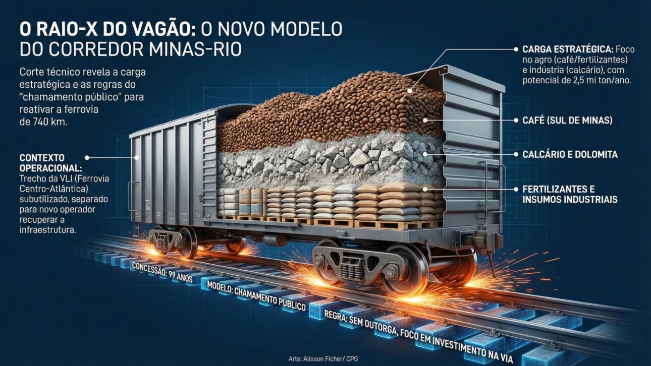 El Gobierno Evalúa Reactivar la Ferrovia de 740 km entre Minas y Río con Concesión de 99 Años para Escoar Café, Cal y Fertilizantes.