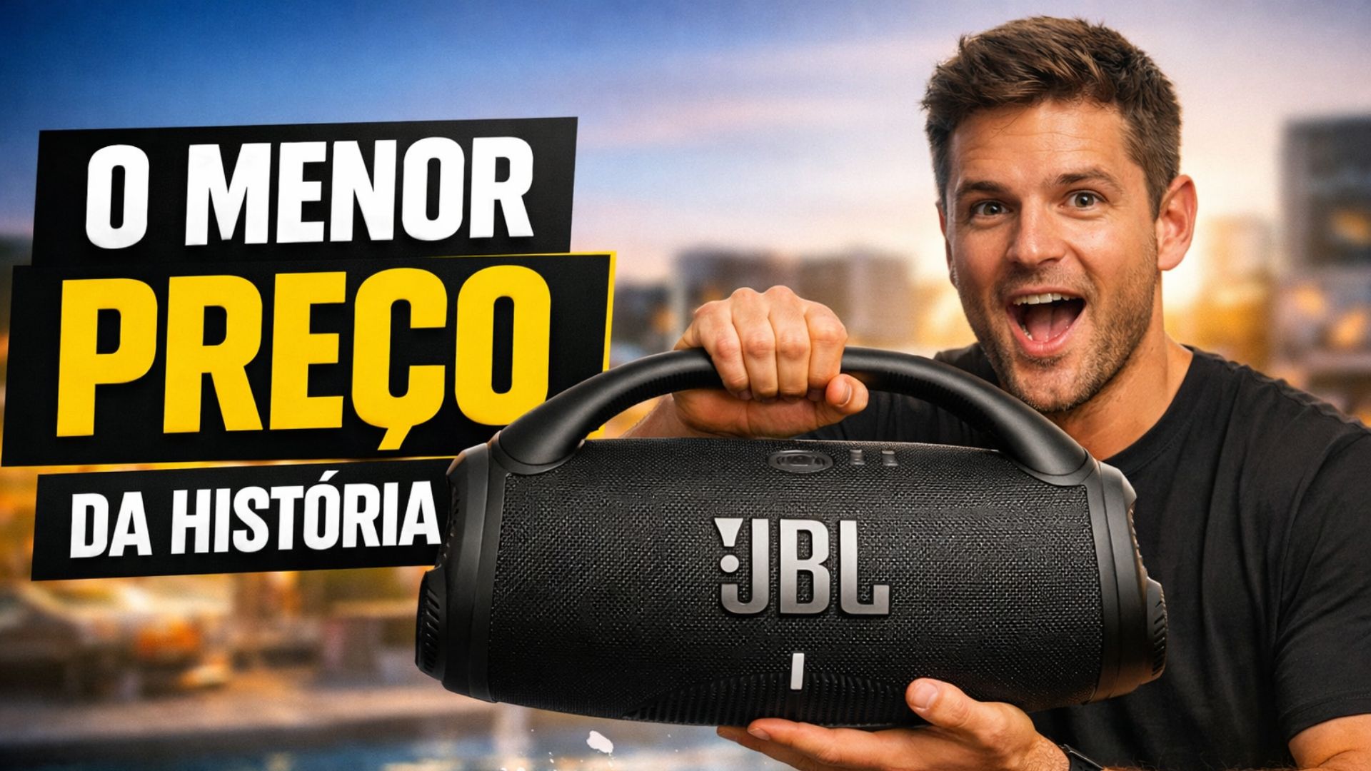 JBL Boombox 3 tem promoção histórica, som potente em três vias, bateria de 24h, IP67 e powerbank, virando opção forte para festas e viagens.