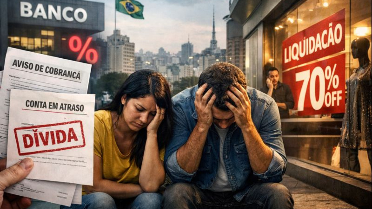 Brasil fecha 2025 com alta da inadimplência, milhões de consumidores negativados e crédito mais caro no varejo.