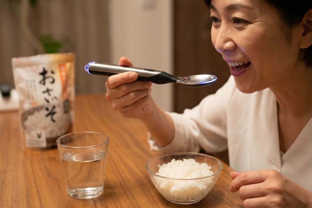 Colher elétrica do Japão realça umami com campo elétrico nos íons de sódio, salgando sem sal e mudando hábitos à mesa.