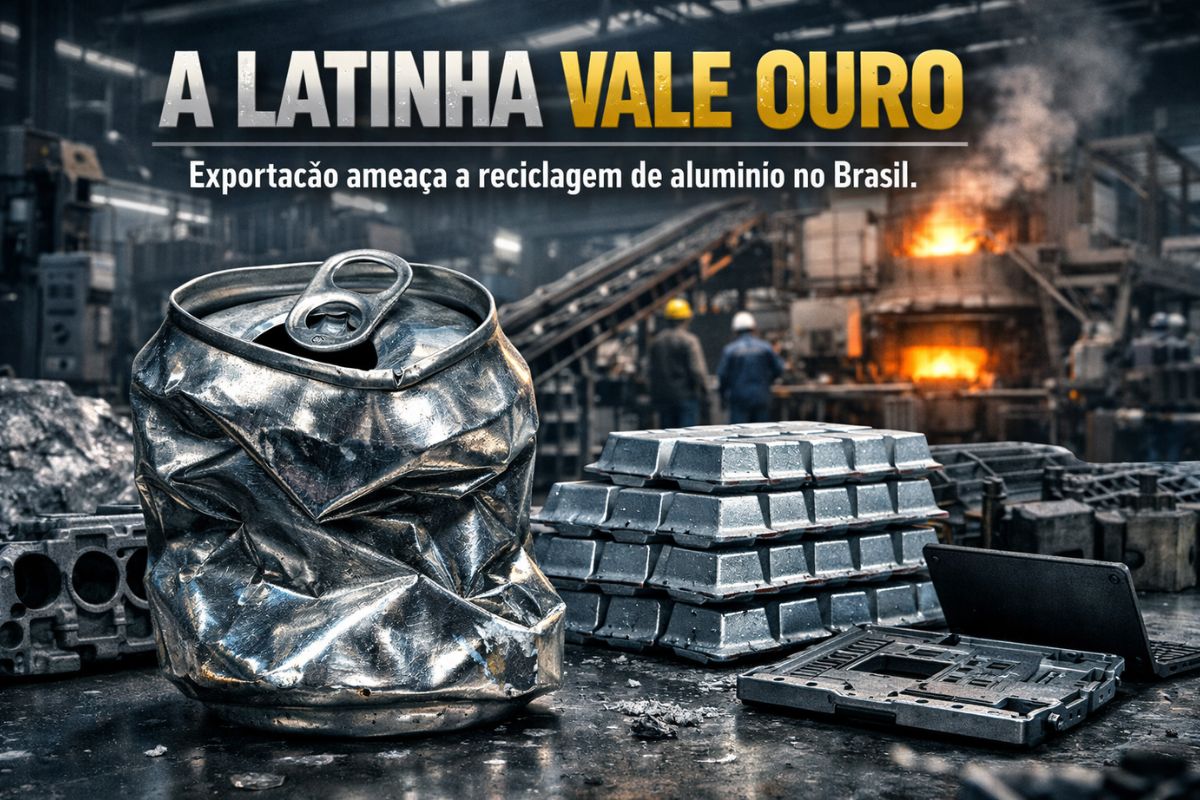 Latinha vira motor, avião ou notebook, Brasil lidera reciclagem de alumínio com 60% reaproveitado, mas corrida global, China e tarifas dos EUA ameaçam sucata estratégica